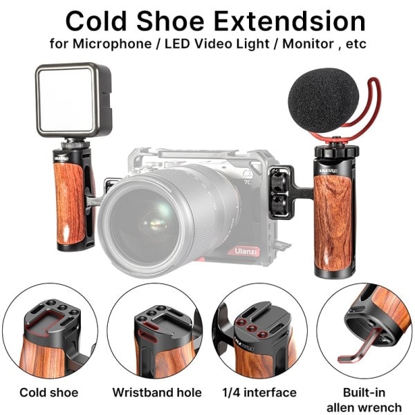 Universal kamera bur side håndtag til Sony Canon Nikon kamera bur træ håndtag greb