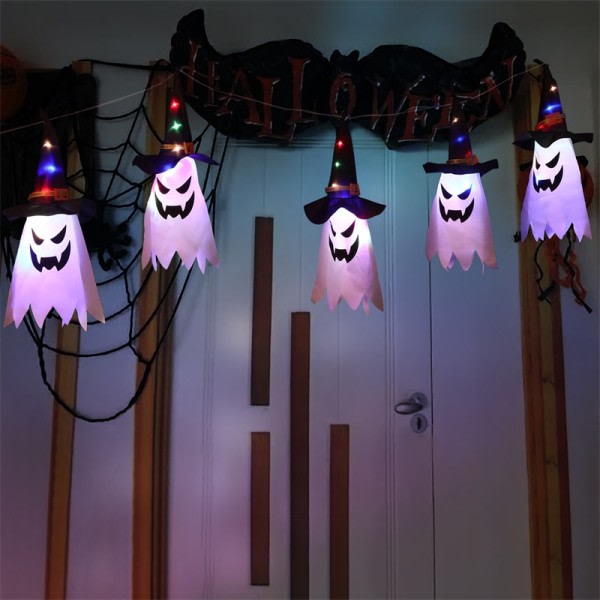 1 Sæt Halloween led Lys String Stof Halloween Dekorativt Lys Festival Arrangement Lys