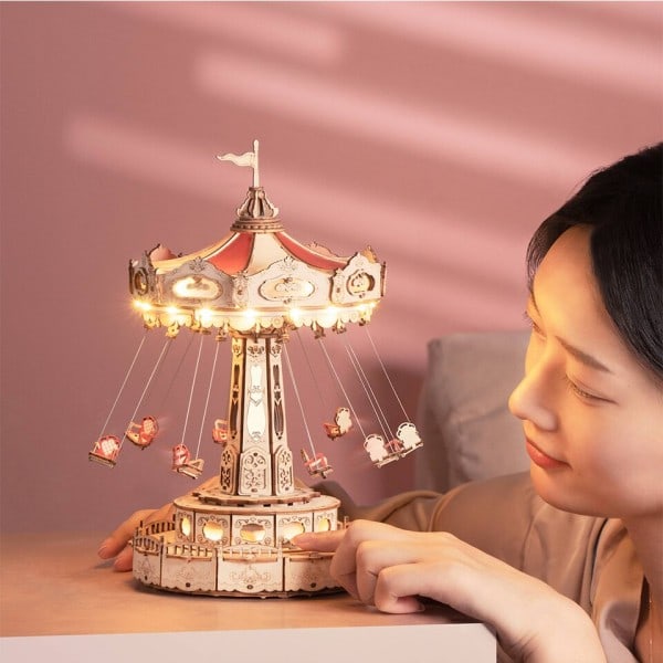 Robotime Rokr Montessori keinu ajelu 3D puinen palapeli lelut huvipuisto tee-se-itse musiikki laatikko