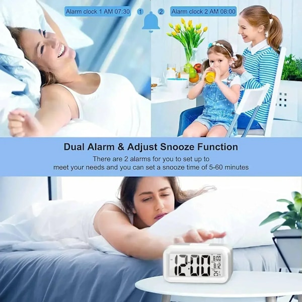 LED Digital Alarm Klocka Bakgrundsbelysning Snooze Data Tid