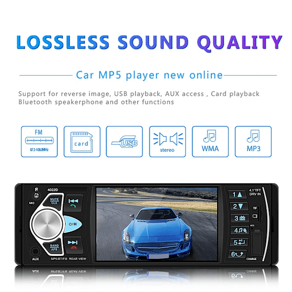 Auto Radio 1 Din 4,1 Tuuma FM Audio Stereo soitin