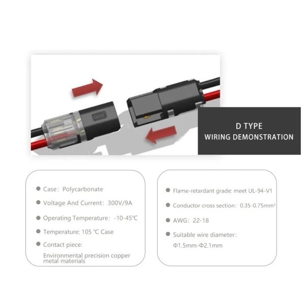 10 stykker hurtig pluggbar ledning stik 2pin splejsning elektrisk kabel krympe terminaler til ledninger ledninger