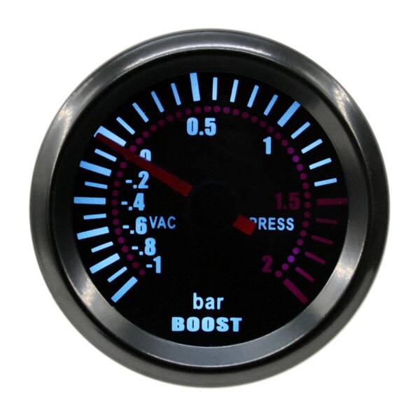 Vit Bakgrundsbelysning Auto Bil Turbo Boost Mätare