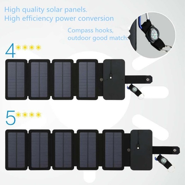 Fällbar Utomhus Solar Panel Laddare Bärbar 5V 2.1A USB Utgång Enheter Camp Vandring Ryggsäck