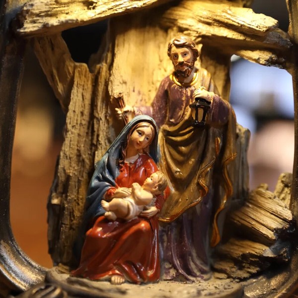 Hem Dekorationer Födelsekyrkan Set Jesus Figurine Kristus Födelse Scener Helig Familj Staty Jul Träd Dekor