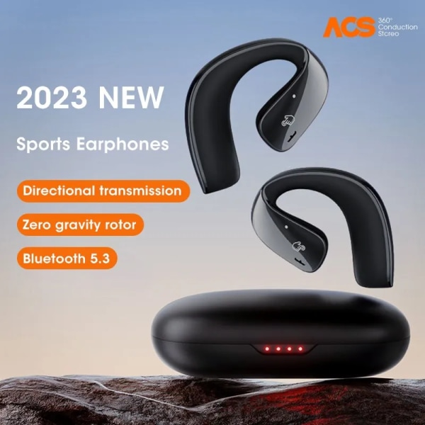 Air Conduction Bluetooth 5.3 Øretelefoner Open Ear Clip Trådløs Hovedtelefon med Mic Sports Headsets