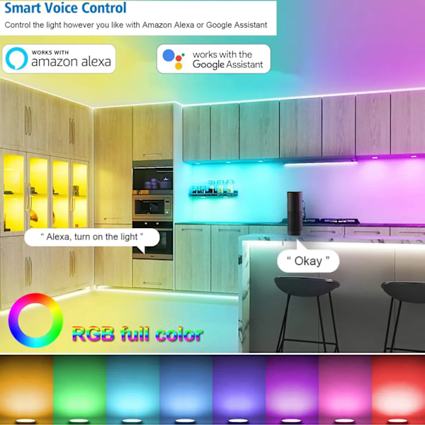 Aluminium Tuya Wifi Kontroll RGB LED Under skap belysning