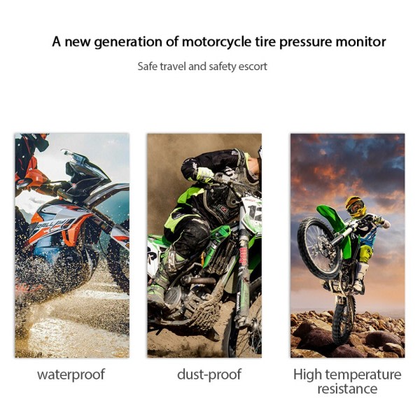 Moottoripyörä TPMS Motos rengas paine valvonta järjestelmä moottori rengas lämpötila hälytin 2 ulkoisella anturilla