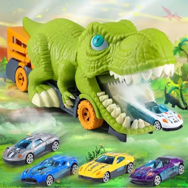 Dinosauruksen lelu leikki ajoneuvo peli pojalle auto kuljetusauto kuorma-auto lapsille Montessori lahja lapsille kilparata