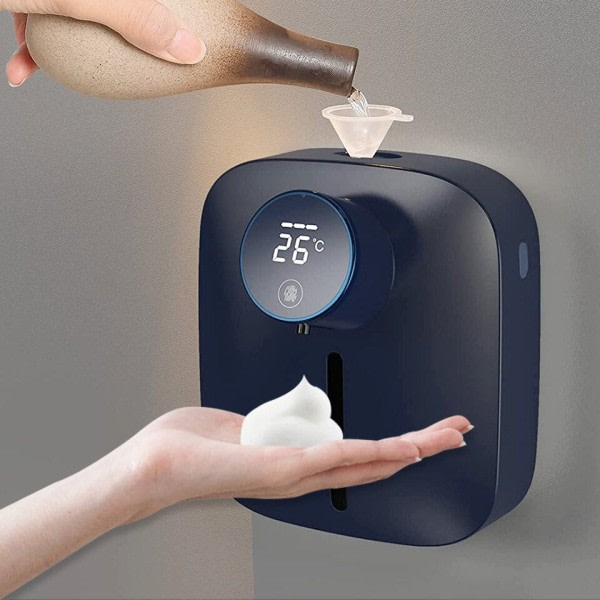 Vegg montert såpe dispenser elektrisk skummende LED temperatur display ikke-kontakt infrarød sensor såpe dispenser
