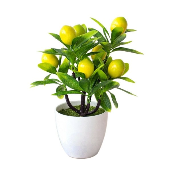 Keinotekoinen sitruuna puu 18cm*24cm keinotekoinen ruukku kukat väärennökset väärä kasvi