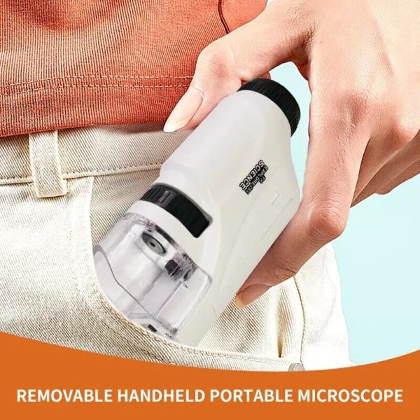 Mini Pocket Microscope Kit 60 To120x Portable Laboratory Microscope Med LED Light