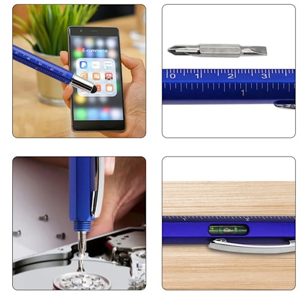 Multifunksjon Verktøy Penn 6 In 1 Metal Ballpoint Penn