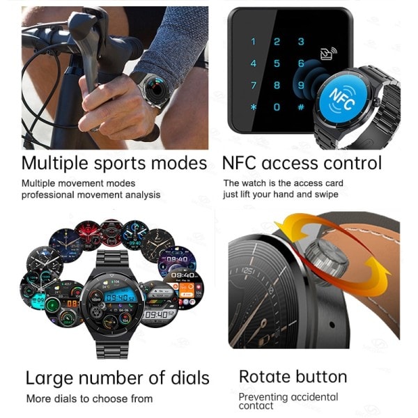 Smart Watch Mies GT3 Pro AMOLED 390*390 HD Näyttö syke Bluetooth Puhelu IP68 Vedenpitävä SmartWatch