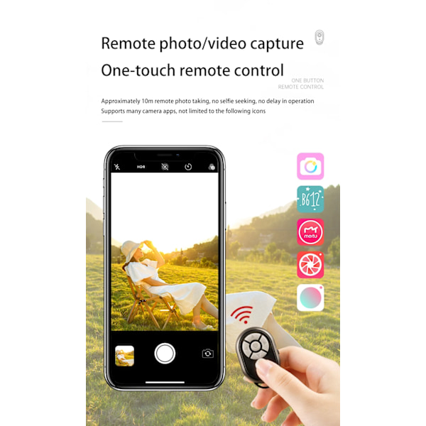 Bluetooth fjernbetjening til iPhone Xiaomi IOS Android telefon