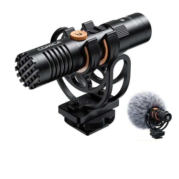 Kamera Mikrofon med Shock Mount, Gain Control och Deadcat, Video Shotgun Microphone