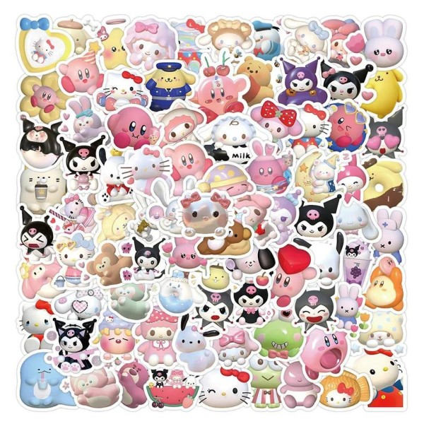 50 kpl 3D stereoskooppinen Sanrio tarra sarjakuva söpöt tytöt koriste vedenpitävät anime tarrat