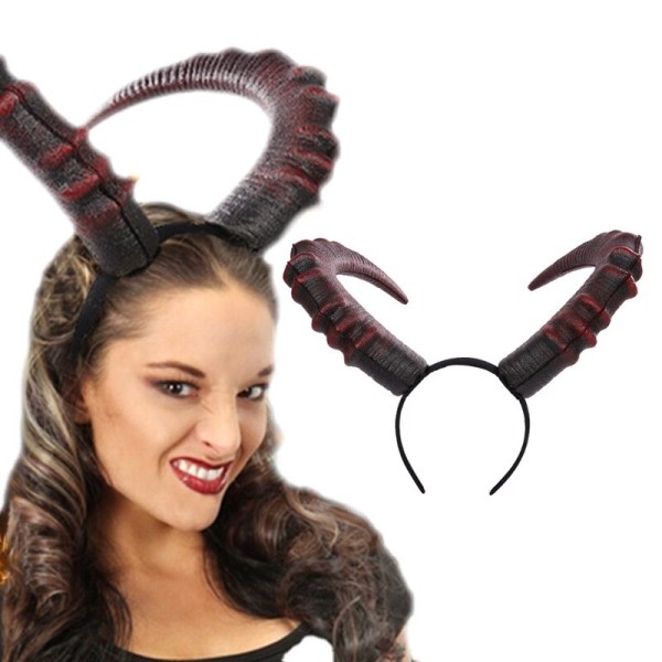 Gootti Halloween Cosplay hius asusteet realistinen musta punainen pitkä devils sarvi pääpanta