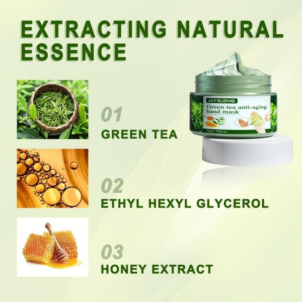 50g Grönt Te Hand Mask Anti-rynk Återfuktande Vitande förhårdnader Närande kräm vård reparation hand exfoliering