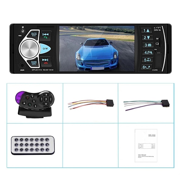 Auto Radio 1 Din 4,1 Tuuma FM Audio Stereo soitin
