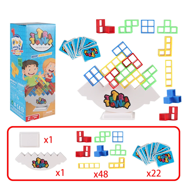 48 bitar Tetra Tower Fun Balans Stabling Bygga Klossar Bräde spel