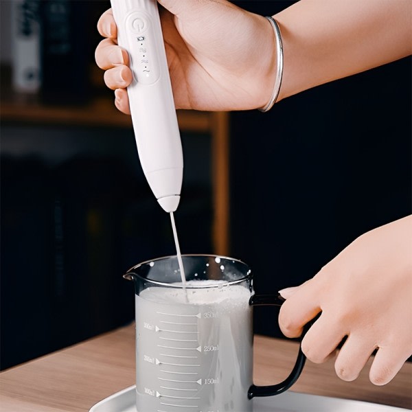 2 i 1 USB uppladdningsbar Elektrisk Ägg Visp Visp Kaffe Blandare Dubbel huvuden Mjölk skummare