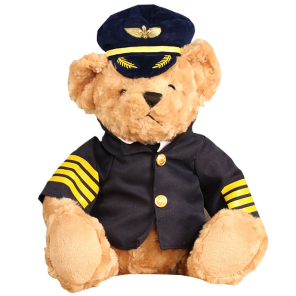 22CM Pilot Bamse Bamse Plysj Leke Kaptein Bjørn flyvertinne Dukke Barn Leke