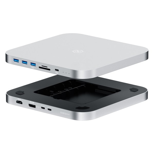 USB C Hub med Hårddisk Hölje Typ-C Dockningsstation för Mac mini med 2.5 SATA NVME M.2 SSD fodral
