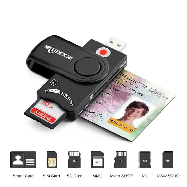 USB 2.0 Smart Card Reader micro SD/TF minne ID Bank EMV elektronisk kontakt adapter