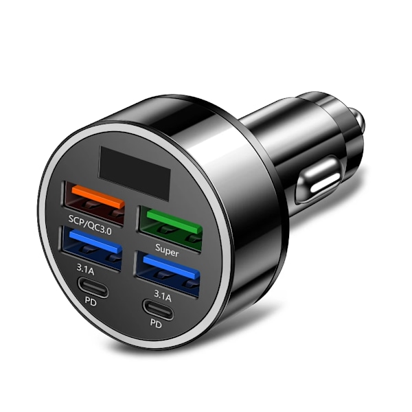 100W 6 porter bil lader rask lading PD QC3.0 USB C bil telefon lader