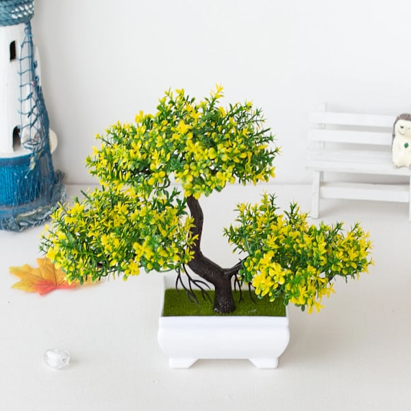 Kunstige planter bonsai små træer potte falske planter blomster potte pynt til hjem fest bryllup pynt tilbehør