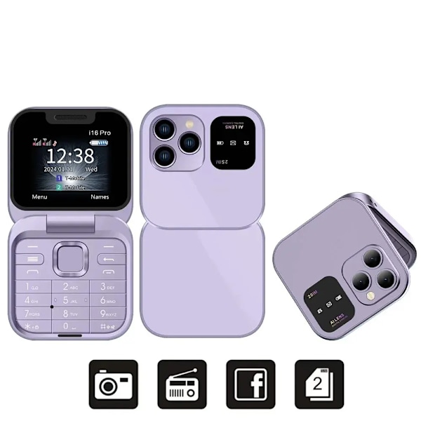 16 Pro Mini Fold Mobil Telefon 2G GSM Dual SIM Card Speed Dial Video Player