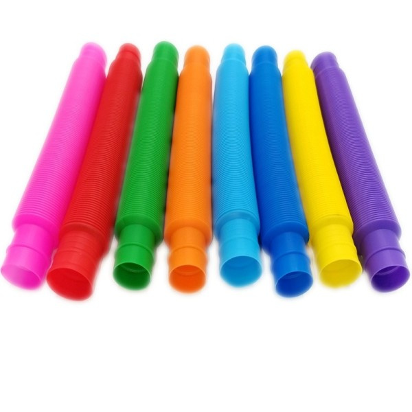 8 PCS värillinen teleskooppi putki pop putki venytys putki aallotettu putki