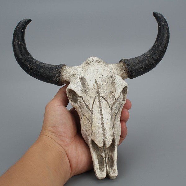 Harpiks Skjelett Vurm Sau Hode Skull Hode Vegg hengende 3D Dyr Longhorn Skulptur Figuriner Håndverk
