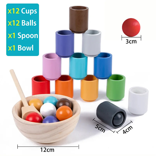 Regnbue Ball og kopper Farge Sortering Spill Fine Motor Tidlig Utdanning Læring Leker