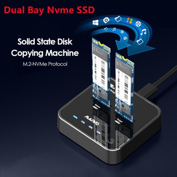 Dual bay SSD m.2 case usb 3.1 PCIe NVME with M Key/B&M Key SSD enclosure Solid Disk case ssd docking station