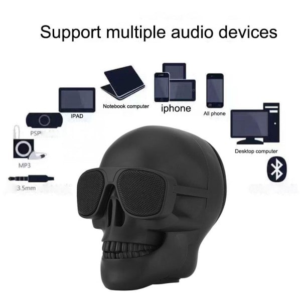 Skalle Huvud Högtalare Bärbar Mini Bluetooth-kompatibla Trådlösa HD Stereo Högtalare