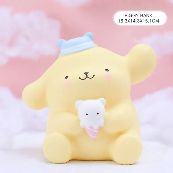 Sanrio Pompompurin Serie Ornament Piggy Bank Børn's Legetøj Kawaii Dukke Model Anime Nat Lys