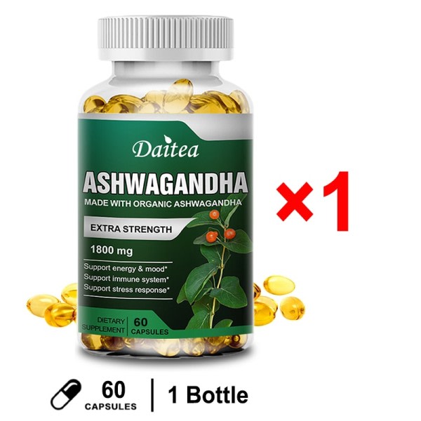 60 stykker organisk ashwagandha for at forøge energi styrke udholdenhed lindre angst og stress