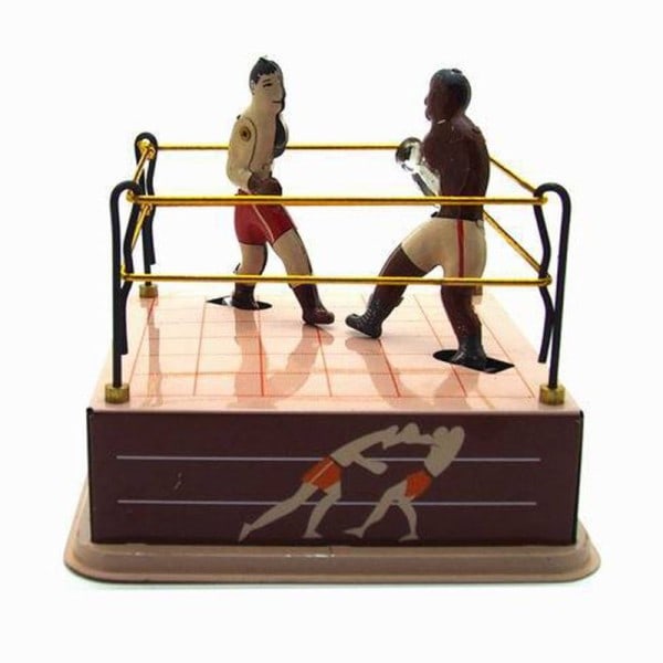 Klassisk Vintage Blik Legetøj Boksing Ring Wrestling Boksere med Wind-Up Nøgle Voksne Novelty Retro Style Gave