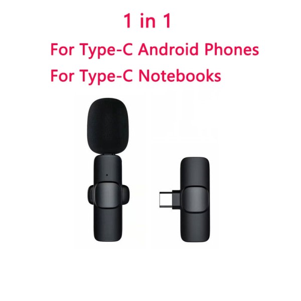 Trådløs Lavalier Mikrofon Bærbar Lyd Video Opptak Mini Mic for iPhone Android Live Broadcast Gaming Phone Mic
