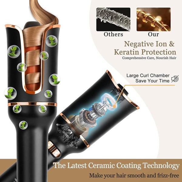 Multiautomatisk hår krøller hår krøllejern LCD keramik Roterende hår Waver Magic Curling Wand Irons