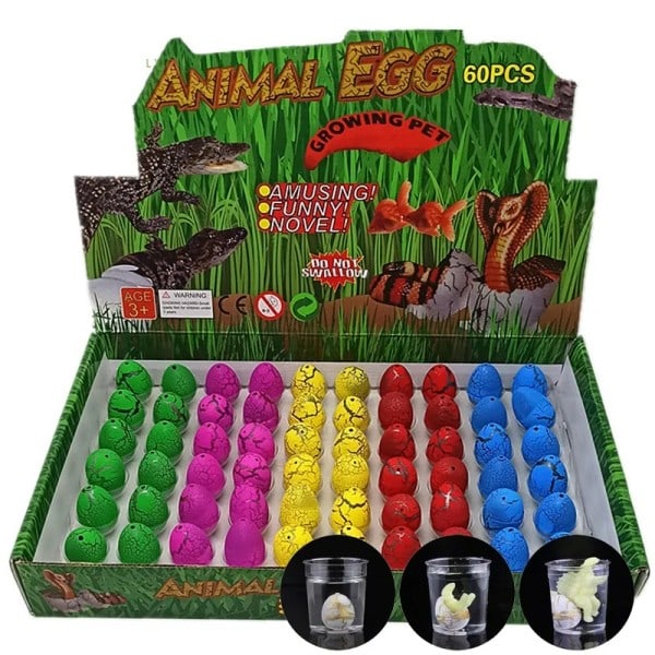 60 stykker Magic Vann Klekking Inflasjon Voksende Dinosaur Egg Leketøy For Barn Pedagogiske Leker