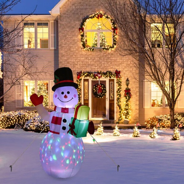 1,5m Giant Uppblåsbar Snögubbe LED Glödande 1,8m Navidad Uppblåsbar Jultomten Jul Fest Dekorationer