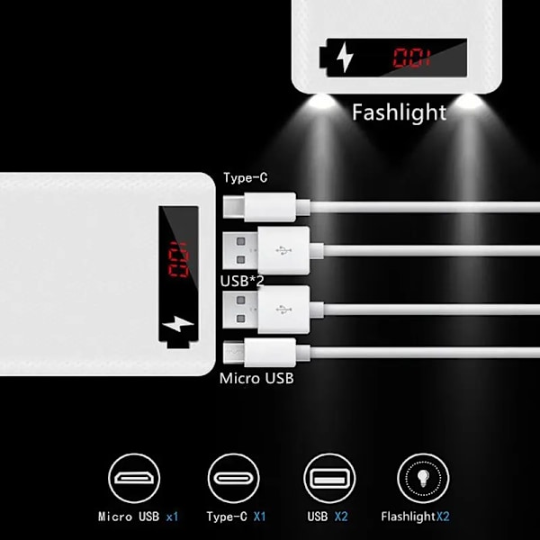 Dual USB Micro USB Type C Power Bank Shell