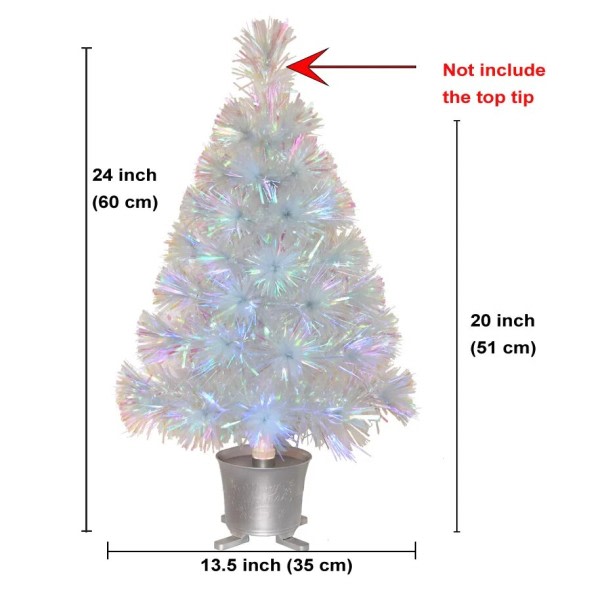 Mini  Fiber Optik Bordplade Kunst Jule Træ med LED lys Sølv Base Xmas Bord Plade Træ