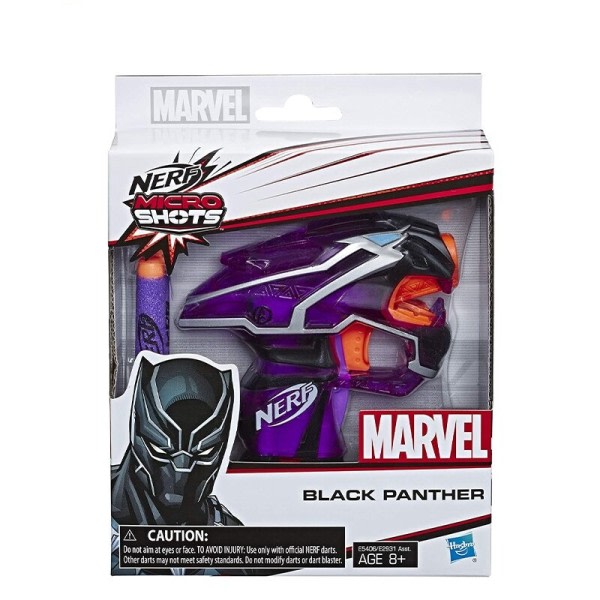 Black Panther Microshots Marvel Toy Blaster with 2 Official Elite Dart