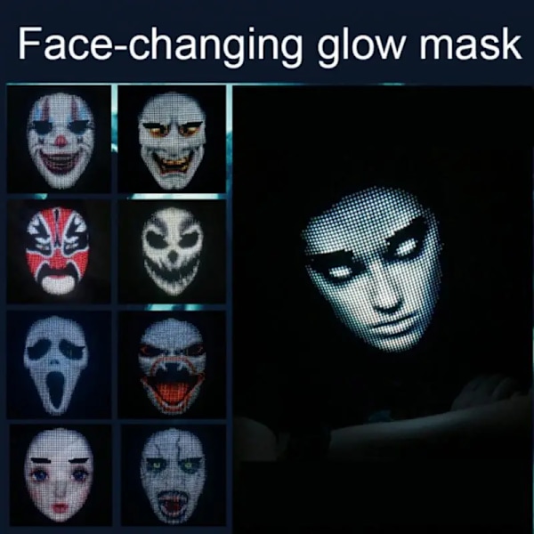 Bluetooth APP Kontrol Smart LED Ansigtsmasker Programmerbar Skift Ansigt Gør det selv Fotos