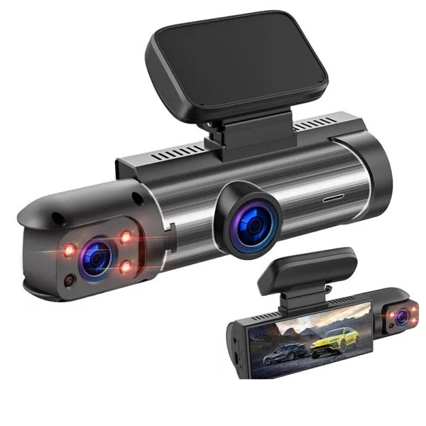 Auto DVR Laajakulma 2-tallennus teräväpiirto Yö Vision 1080P ajo tallennin imu kuppi 2-linssi auto etu ja sisä video 32G sd  kortti