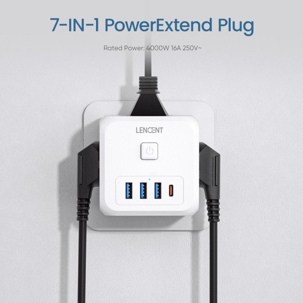 Vägg Socket Extender 7-in-1 EU Plug Laddare På/Off Switch